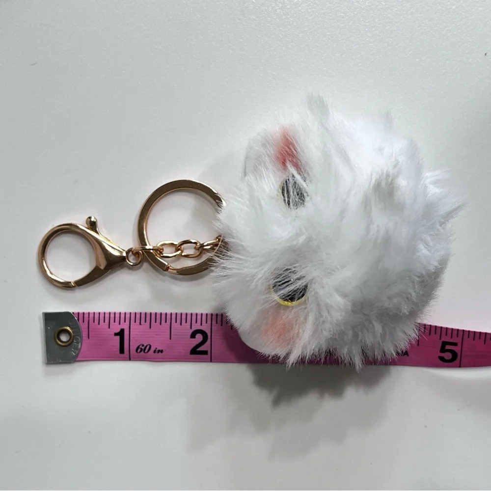 White and Pink Cat 🐈 Bag Charm Keychain Accessory